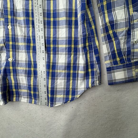 Banana Republic Soft Wash Shirt Men XXL Tall Plaid LS Button Up Blue Plaid - Picture 11 of 12